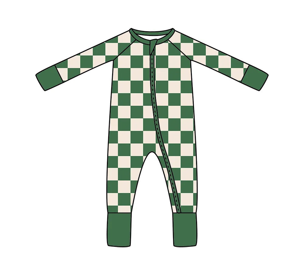 Green Checkered Footies